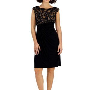 Connected Dress 16 Black Embroidered Ruffle Washable Cruise Wedding Party